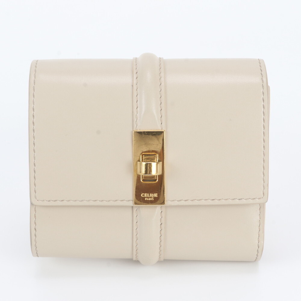 Celine Small Trifold Wallet 16 Seize Leather Tri-fold Compact Women's